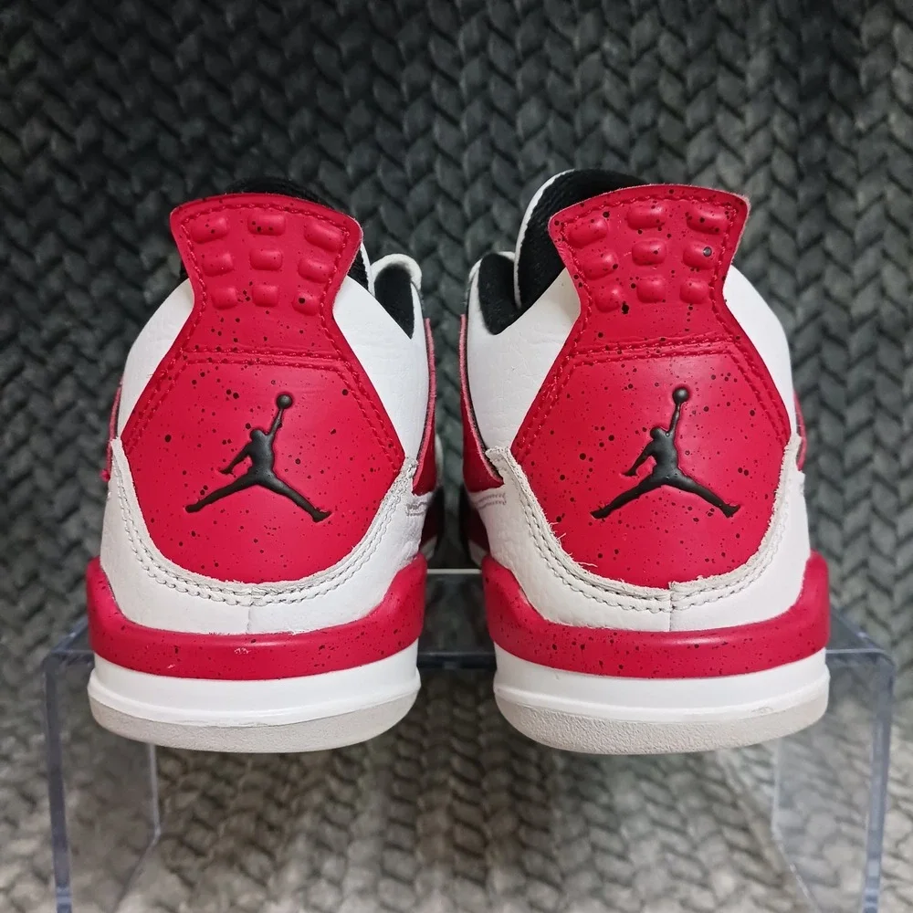 Nike Air Jordan 4 Retro PS Kids Sneakers White Fire Red Black BQ7669-161 Sz 1.5Y